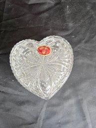 Vintage Bohemia 24% Lead Crystal Heart Shaped Trinket Box