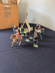Vintage Toy Soldiers, Hand Painted, With Tent