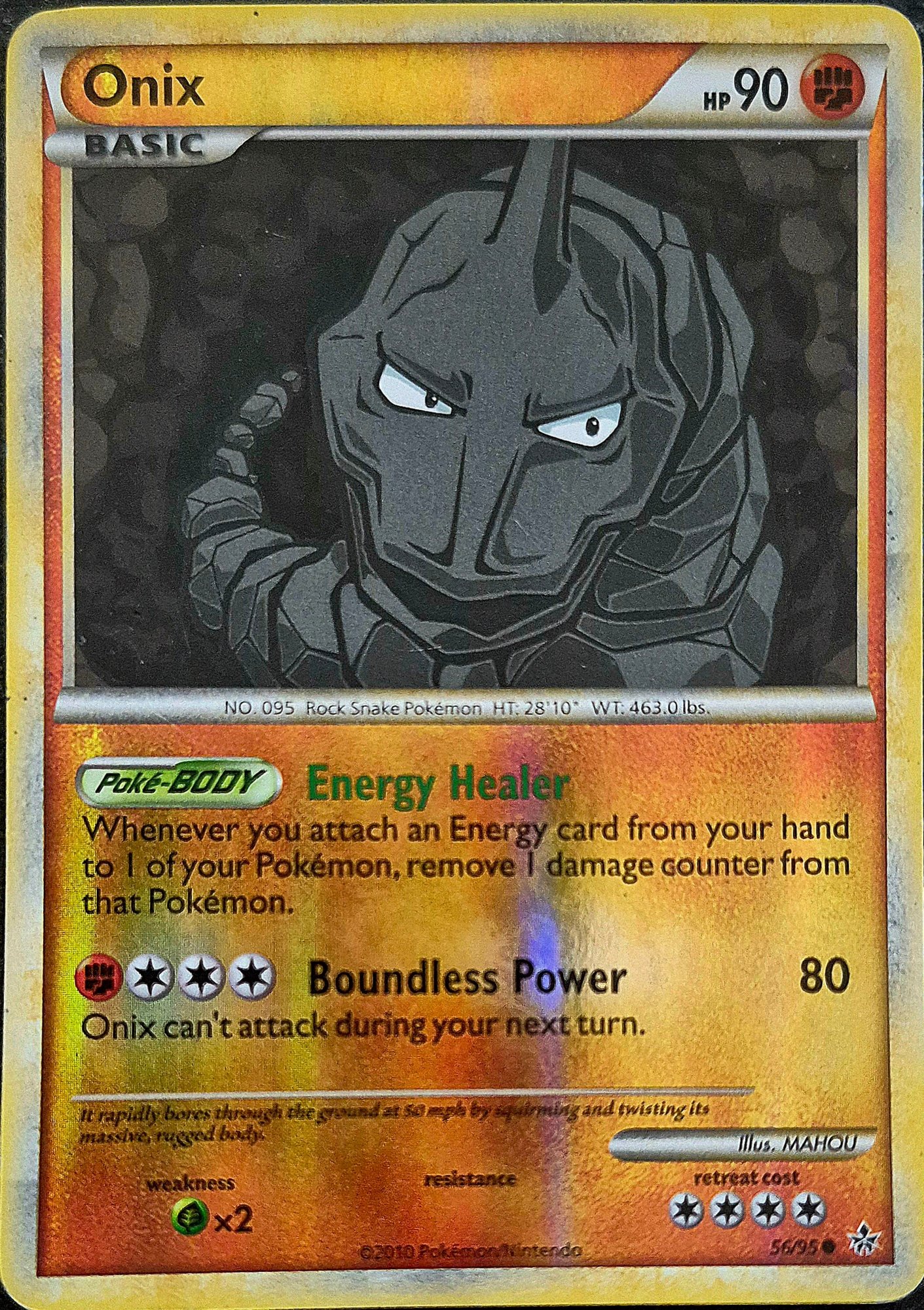 2010 ONIX HG SS REVERSE HOLO NO. 56/95 POKEMON CARD #16089 |  Auctionninja.com