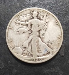 1929-S WALKING LIBERTY SILVER HALF DOLLAR VG CONDITION
