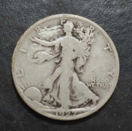 1927-S WALKING LIBERTY SILVER HALF DOLLAR GOOD CONDITION