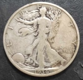 1936-S WALKING LIBERTY SILVER HALF DOLLAR GOOD CONDITION