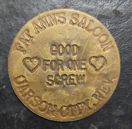 VINTAGE FAT ANN'S SALOON BROTHEL BRASS TOKEN CARSON CITY, NEVADA