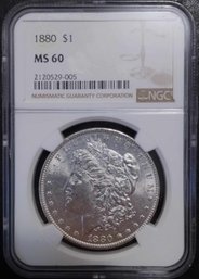 1880-P MORGAN SILVER DOLLAR NGC MS-60