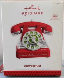 LIKE NEW 2013 HALLMARK KEEPSAKE SANTA'S HOTLINE BATTERY OPERATED CHRISTMAS TREE ORNAMENT