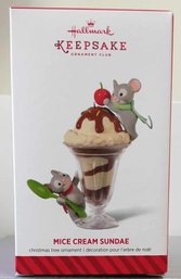 LIKE NEW 2014 HALLMARK KEEPSAKE MICE CREAM SUNDAE ARTIST CRAFTED CHRISTMAS TREE ORNAMENT