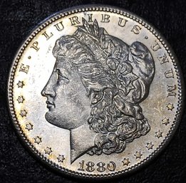 1880-S MORGAN SILVER DOLLAR BU LIGHTLY TONED WITH NICE LUSTER