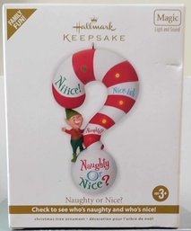 LIKE NEW 2012 HALLMARK KEEPSAKE NAUGHTY OR NICE? BATTERY OPERATED CHRISTMAS TREE ORNAMENT