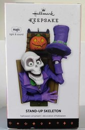 LIKE NEW 2013 HALLMARK KEEPSAKE STAND-UP SKELETON BATTERY OPERATED HALLOWEEN ORNAMENT