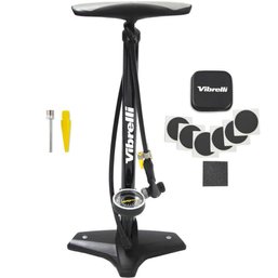 Bike Floor Pump With Gauge & Puncture Kit