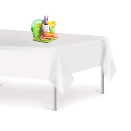 6 PACK* White Premium Disposable Plastic Tablecloth 54 Inch. X 108 Inch. Rectangle Table Cover
