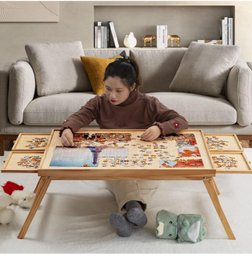 Large 34inch X 26.3 Inch Wooden Jigsaw Folding Puzzle Table