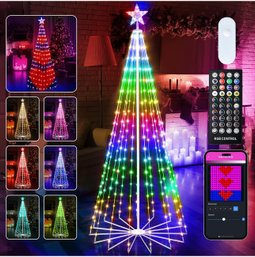 Smart Christmas Cone Tree LED Light, 6ft 265 LED Music Sync With Remote Or APP