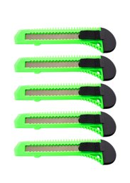Lot Of 5 Utility Knife Box Cutters Snap Off Blade Neon Green