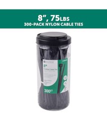 300 CT Utilitech 8-in Nylon Zip Ties Black With Uv Protection