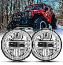 MSRP $170 Bright 7 Inch LED Headlights Round JK 7' Headlight Compatible With Jeep Wrangler