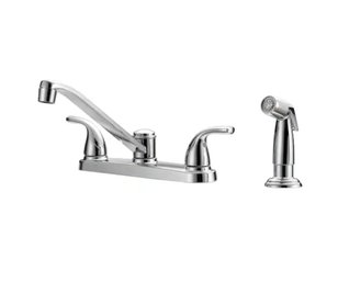 Project Source Dover Chrome Double Handle Deck-mount Kitchen Faucet (Deck Plate Included)