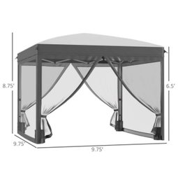 10 Ft. X 10 Ft. Canopy Tent With Side Netting And Caring Bag In Charcoal
