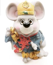Vintage 1980s Chinese New Year Cartoon Mouse Plastic Piggybank