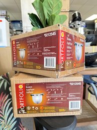 Set Of 2 Portfolio Sconce  Brushed Nickel Finish With Etched Glass.