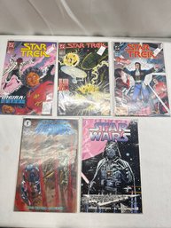 Lot Of 5 Star Wars And Star Trek Comic Books