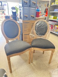 Set Of 2 French Style Dining Room Chairs In Black
