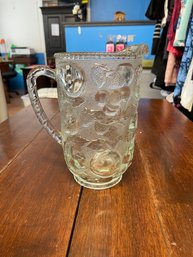 Vintage Glass Fruit Pattern Pitcher