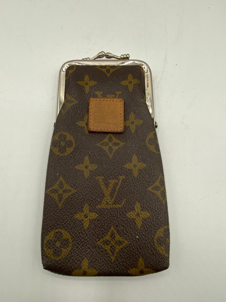 Rare Vintage LOUIS VUITTON Kisslock Glasses Case Monogram LV Red
