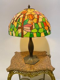 Vintage Tiffany Style Stained Glass Table Desk Lamp