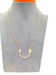 Sterling Silver Rose Gold Tone  Neckless With Swarovski Crystal Stone  Designed By Yagi 8'' Long