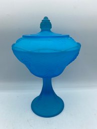 Vintage Indiana Glass Frosted Satin Blue