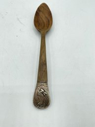 Antique Walnut Sterling Silver Mounted  Serving Spoon