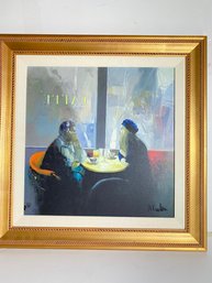Antonio Tamburro Art Attributed Oil Painting  ''Cafe Du Marco'' Signed And Numbered Gold Frame