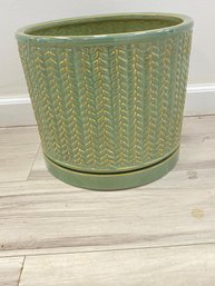 Beautiful Pottery Sage Green Flower Pot