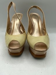 Bebe  Paten Lather Slingback Heels Shoes Pumps Nude Size 7 B