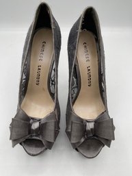 Chinese Laundry Lace & Bow High Peep-Toe Heels  Size 7.5, Original Box
