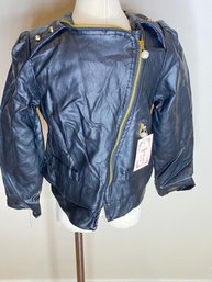 Chloe K Of New York Black Zipper Cropped Pleated Jacket PU Leather