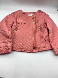 Chloe K Of New York Coral  Light Weighted Quilt  Jacket PU Leather