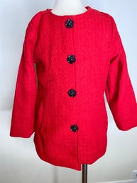 Chloe K Of New York Red Girl  Jacket With Black Rose Buttons
