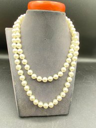 Fashion Elegant  6mm Faux  Pearl Necklace  35''
