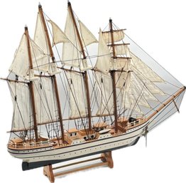 Vintage Hand-Made Wooden Model Sailboat  25' Long  20' High