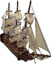 Vintage Hand-Made Wooden Model Victory Sailboat  19' Long  16' High