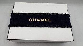 Authentic Chanel Holiday Gift Box  Black Ribbon, Thank You Note Card & White Envelope  6 X 9