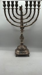 Large Sterling Silver 925 Hanukkah Menorah  Repouss & Engraved