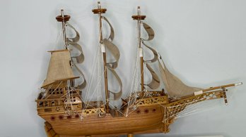 Vintage 36' Wooden Model Sailing Ship  Detailed Display Piece