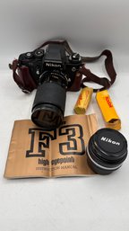 Nikon F3 HP Professional 35 Mm Film SLR Camera  Body With Zoom Lens  Extra Lens Professional Series