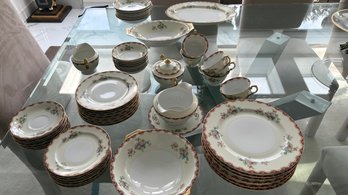 Royal Embassy Rutland, Vintage China, Pink/red Dinnerware, Full Set For 8, Collectible China,