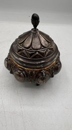 Antique Victorian Hand-Blown Glass Sugar Bowl With Lid  Sterling Silver (.925)