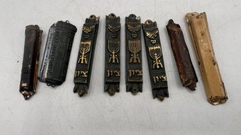 Lot Of 8 Vintage Mezuzahs With Torah Scrolls  Made In Israel
