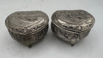 Set Of 2 Vintage Jewelry Caskets / Trinket Boxes  Made In Japan